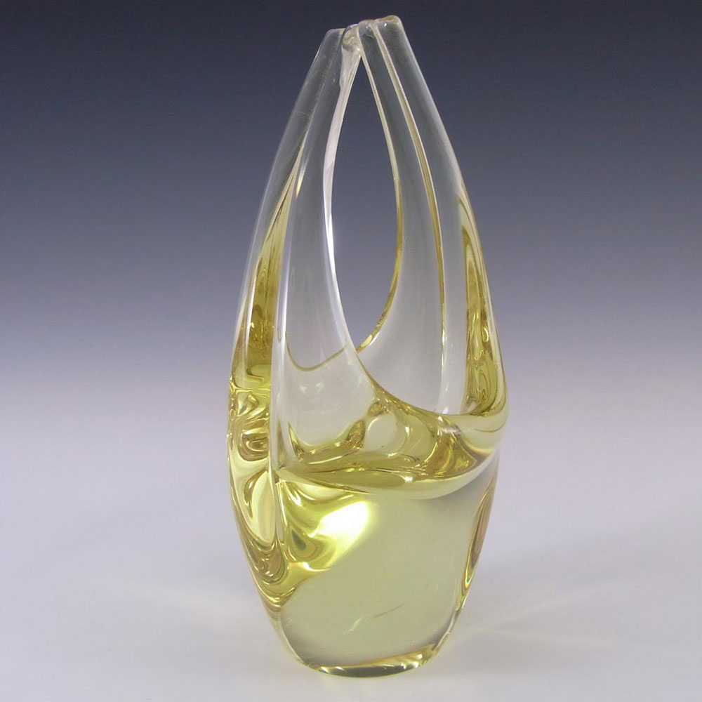 Zelezny Brod Czech Citrine Glass Basket Sculpture - Click Image to Close