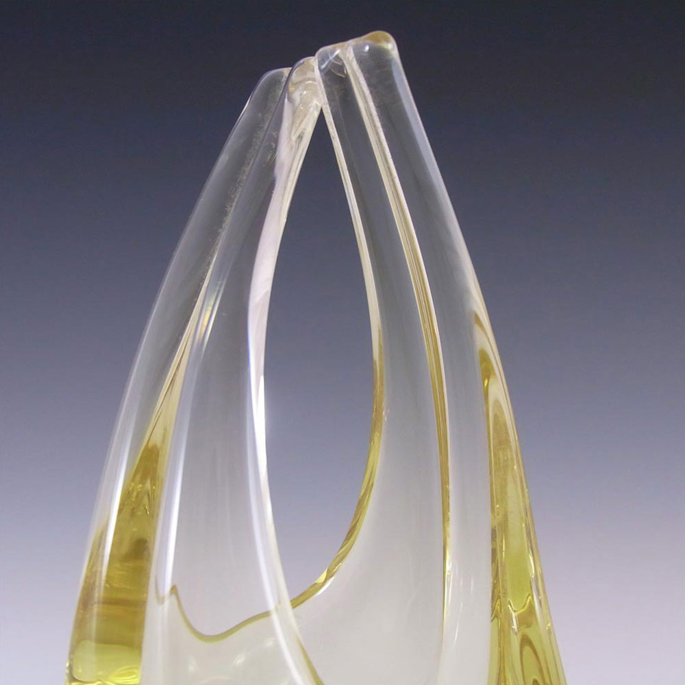 Zelezny Brod Czech Citrine Glass Basket Sculpture - Click Image to Close