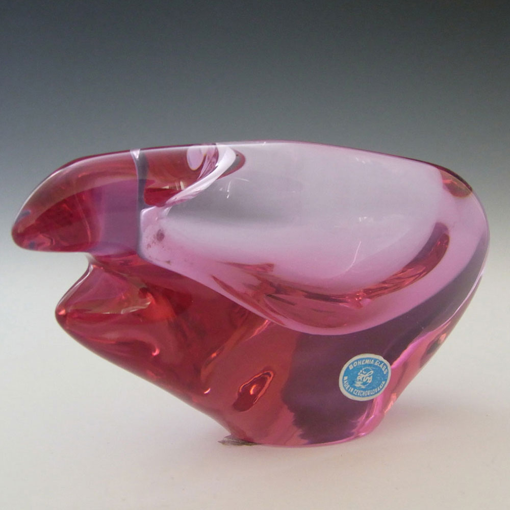 Zelezny Brod Sklo Czech Pink Neodymium Glass Vase / Bowl - Click Image to Close