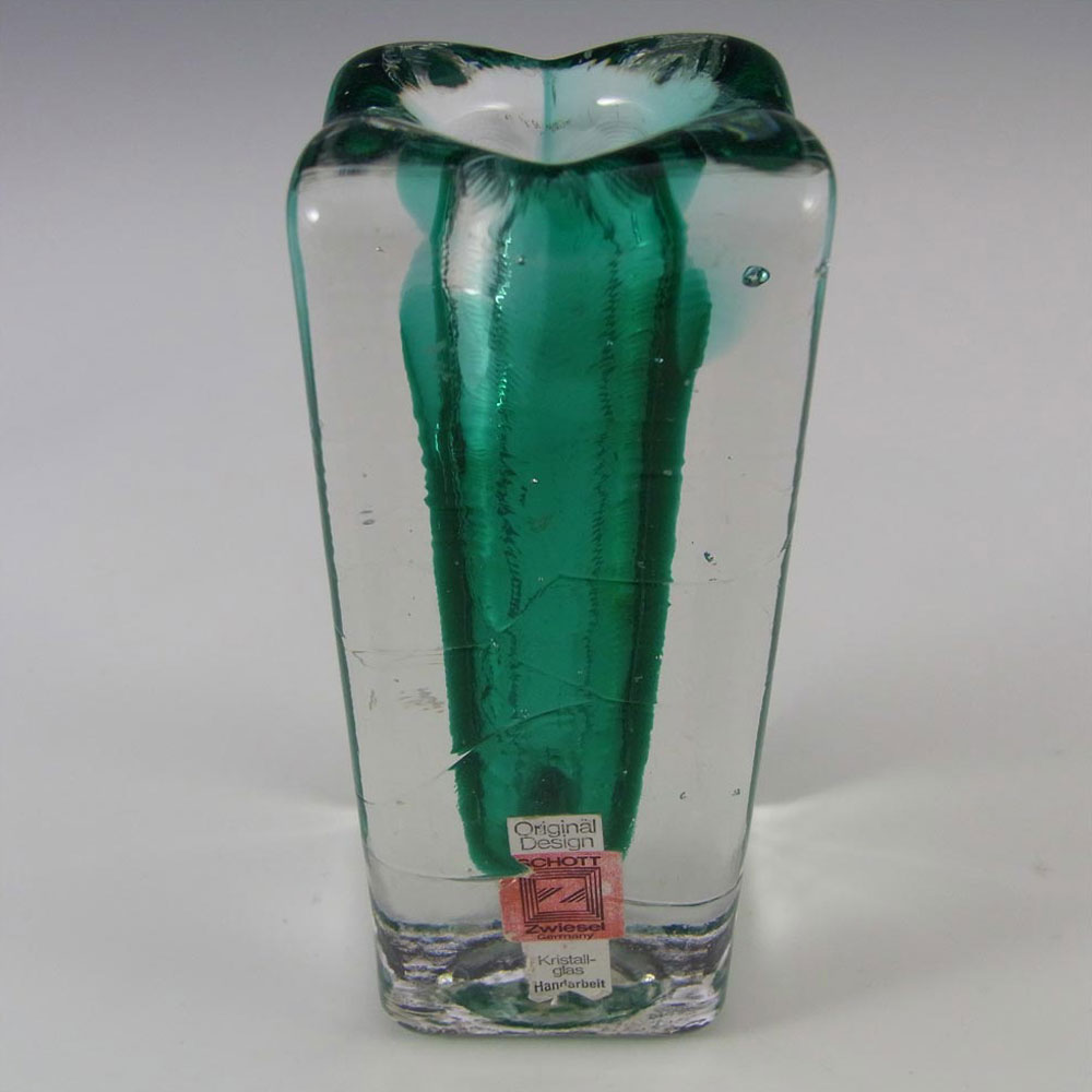 (image for) Schott Zwiesel German Green Cased Glass Vase - Labelled - Click Image to Close