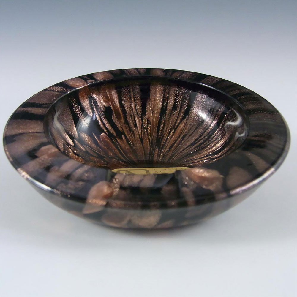 V Nason & C Murano Aventurine Glass Bowl - Labelled - Click Image to Close