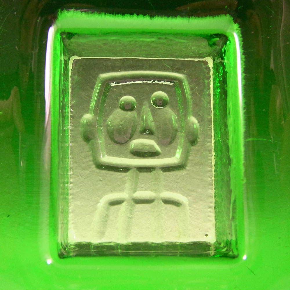 (image for) Kosta Boda Swedish Green Glass Robot Bowl by Erik Hoglund - Click Image to Close