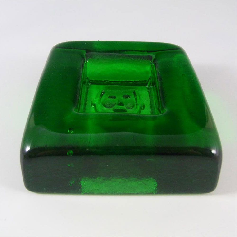 Kosta Boda Swedish Green Glass Robot Bowl by Erik Hoglund - Click Image to Close