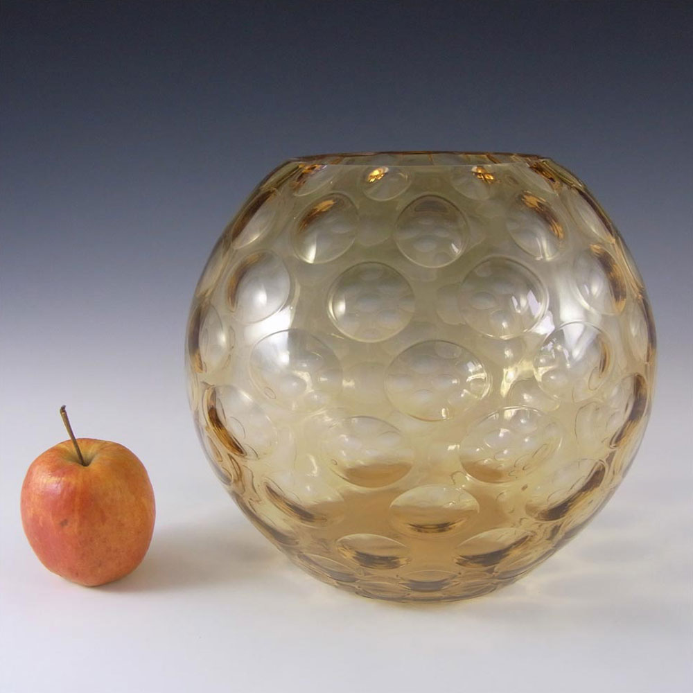 (image for) Borske Sklo 1950's Amber Glass Optical 'Olives' Vase - Click Image to Close