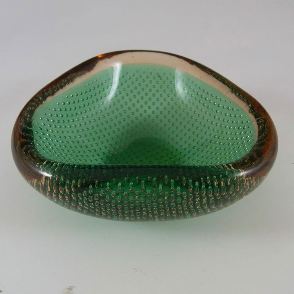 Ferro Italarts Murano Green & Amber Glass Bullicante Bowl - Click Image to Close