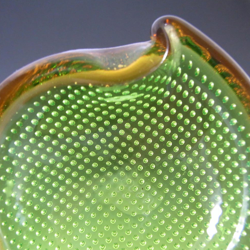 (image for) Ferro Italarts Murano Green & Amber Glass Bubble Bowl - Click Image to Close