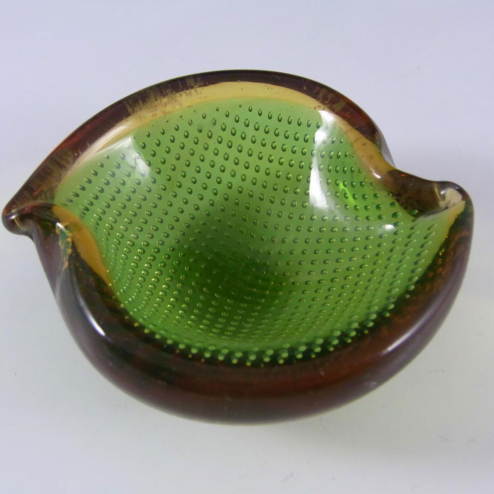 (image for) Ferro Italarts Murano Green & Amber Glass Bubble Bowl - Click Image to Close