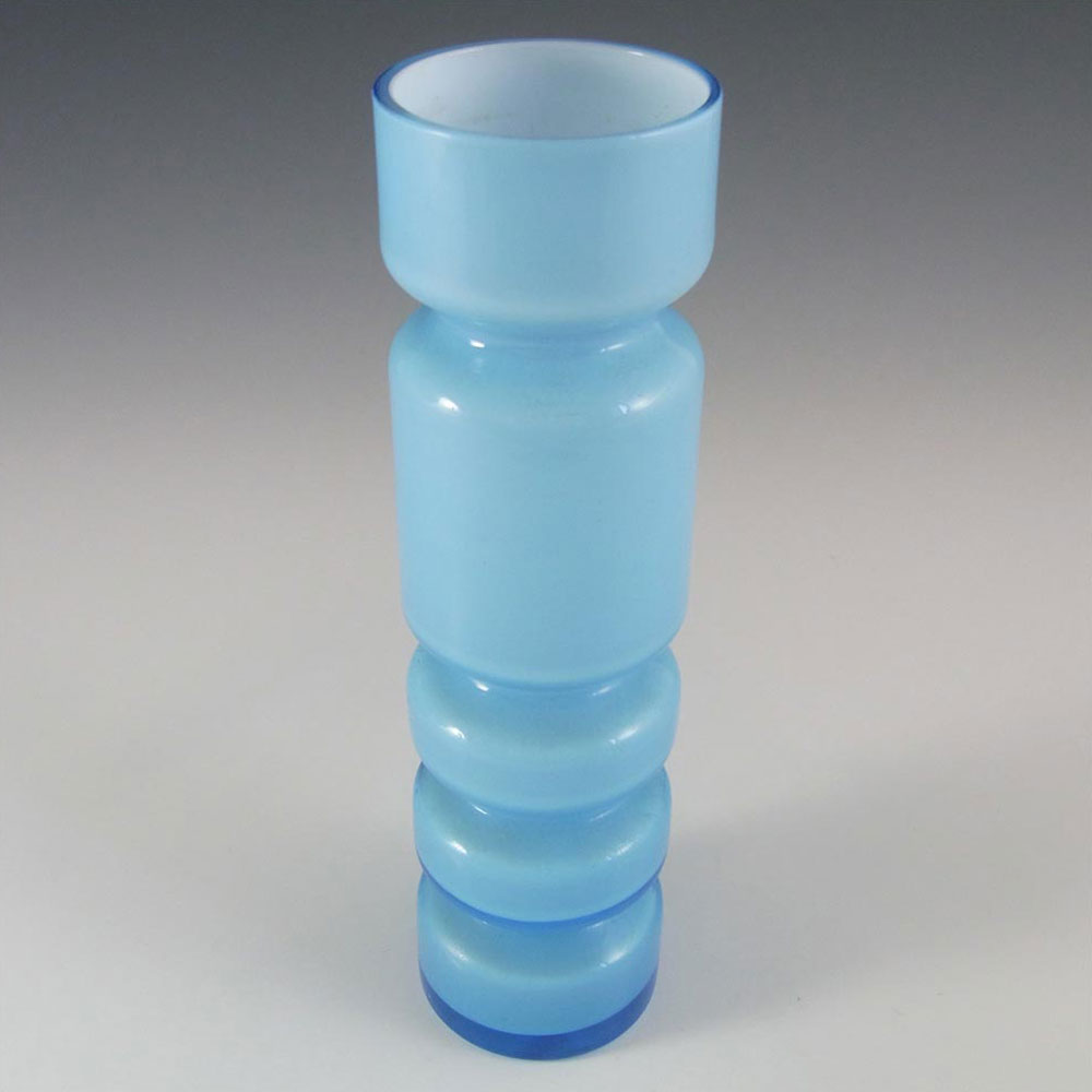 (image for) Ryd Scandinavian / Swedish Blue Cased Glass Hooped Vase - Click Image to Close