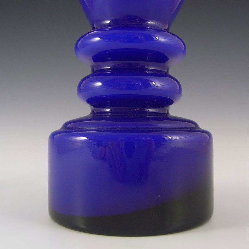 Japanese Blue Cased Hooped Glass Vase - Swedish Style - Click Image to Close