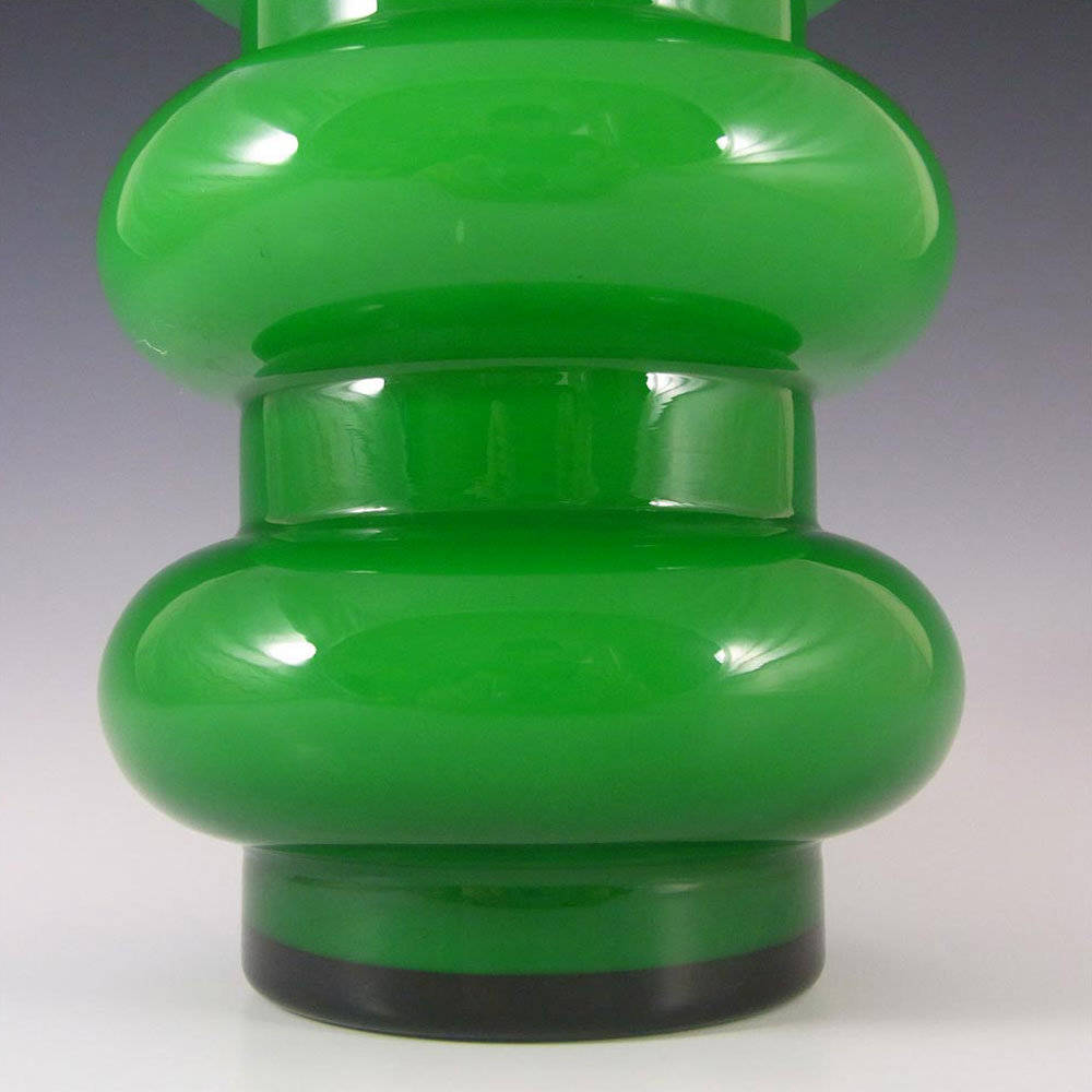 Ryd Glasbruk Swedish / Scandinavian Green Glass Hooped 10.5" Vase - Click Image to Close