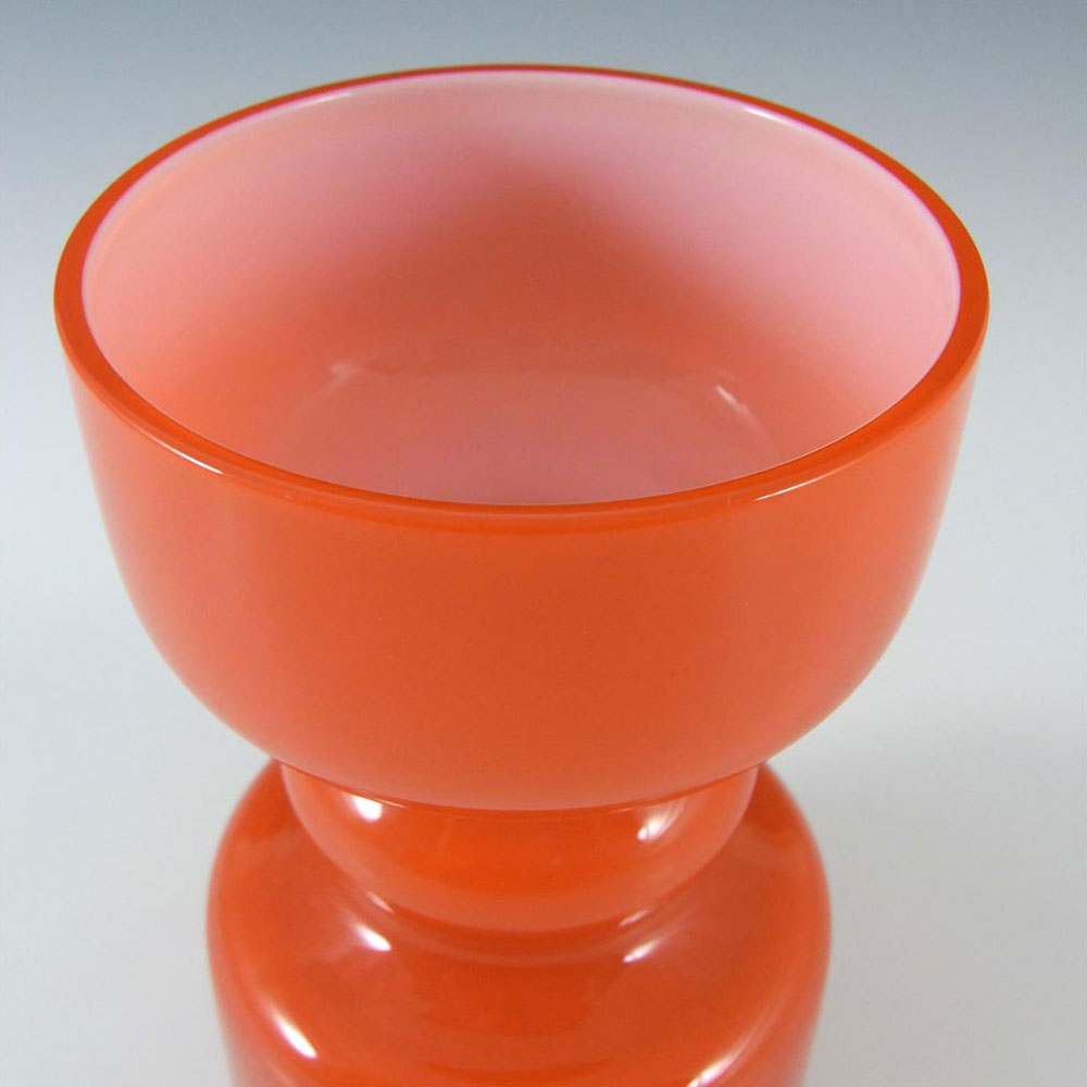 Lindshammar / JC 1970's Swedish Orange Hooped Glass Vase - Click Image to Close