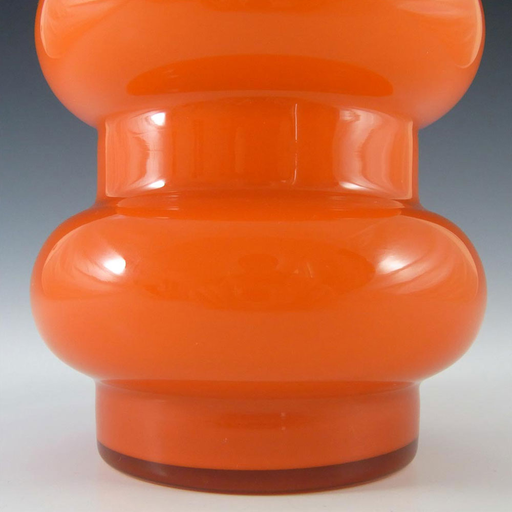 (image for) Ryd Glasbruk Swedish / Scandinavian Orange Glass Hooped 11.5" Vase - Click Image to Close