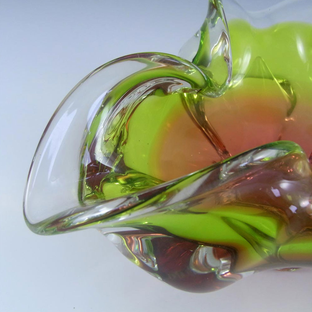 (image for) Chřibská #240/5/20 Czech Orange & Green Glass Bowl by Josef Hospodka - Click Image to Close