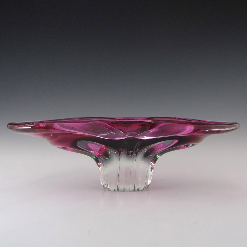 (image for) Chřibská #373/2/30 Czech Pink & Green Glass Ashtray Bowl - Click Image to Close