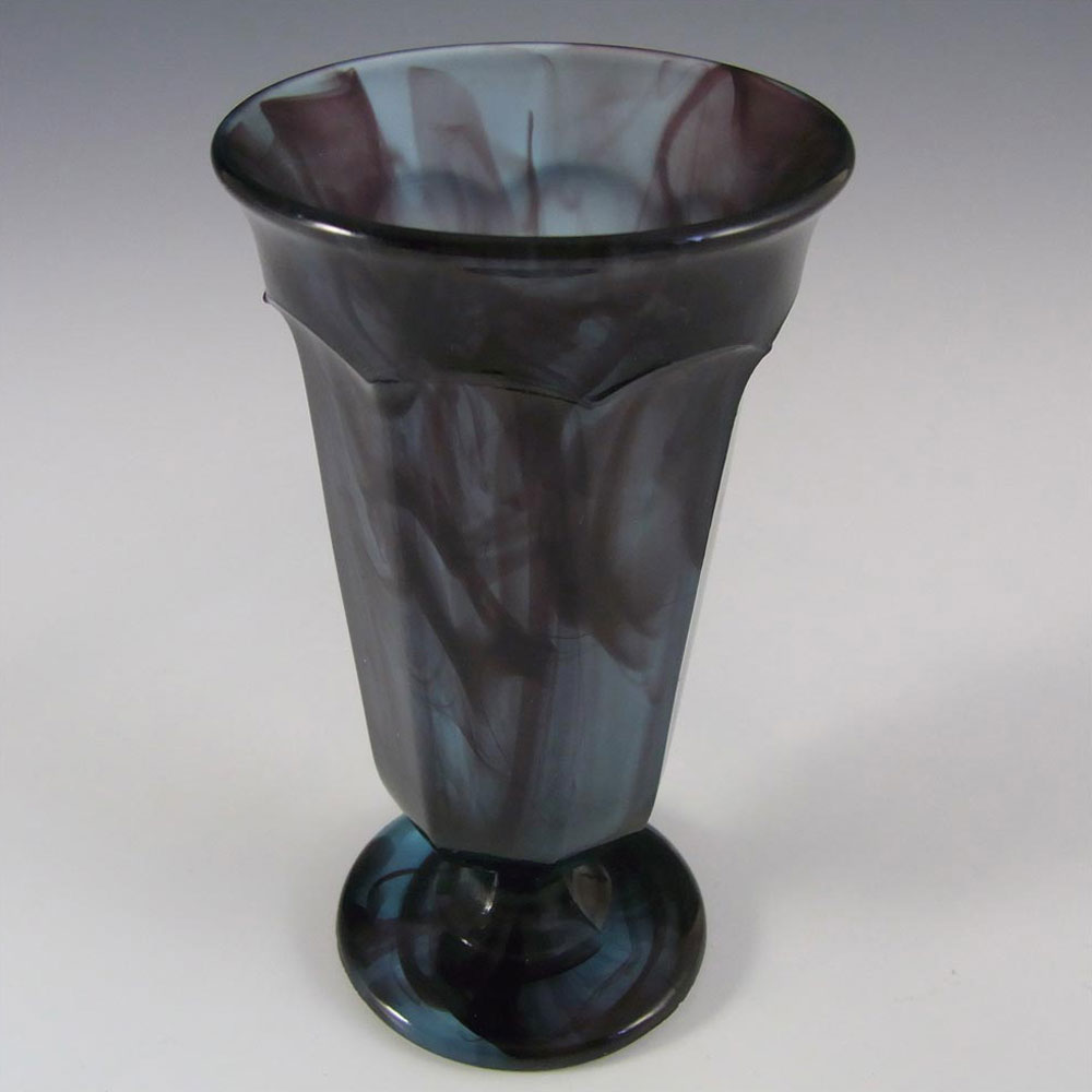 Davidson #1 British Art Deco Blue Cloud Glass Vase - Click Image to Close