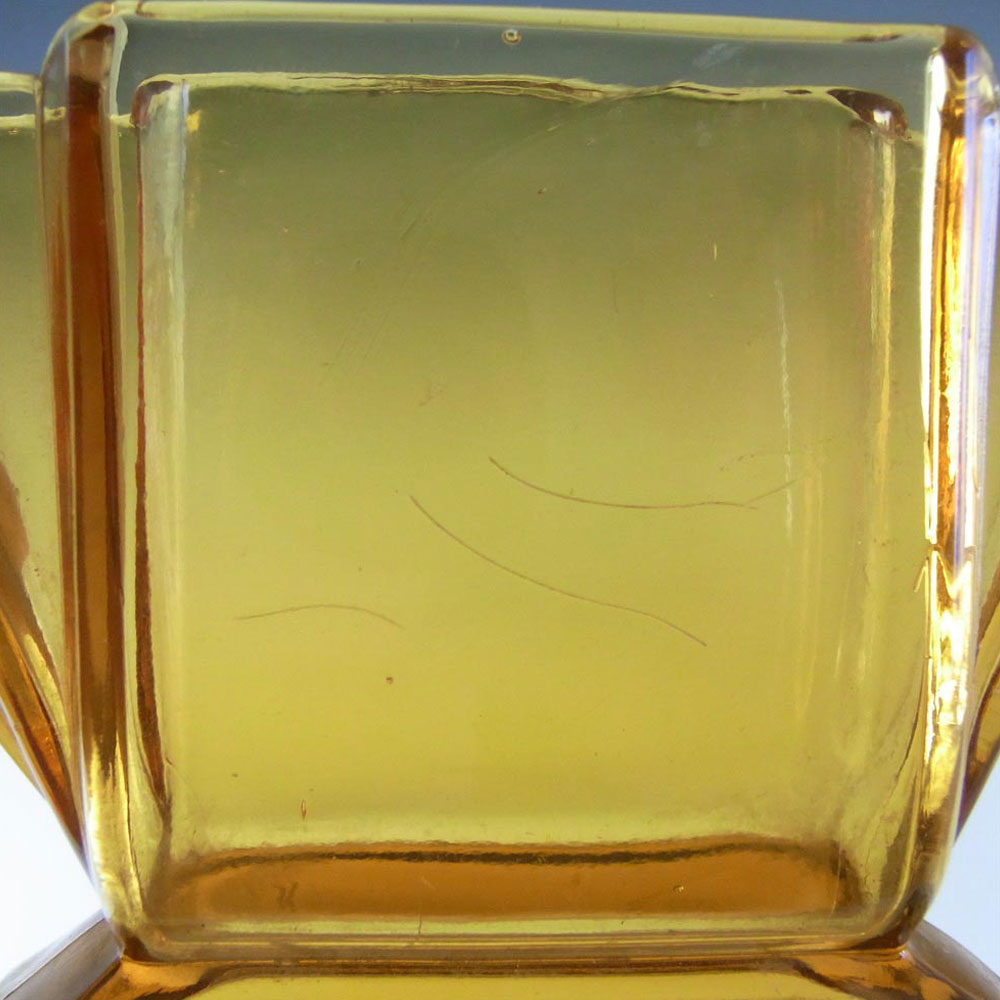 (image for) Art Deco Vintage 1930's Amber Pressed Glass Vase - Click Image to Close