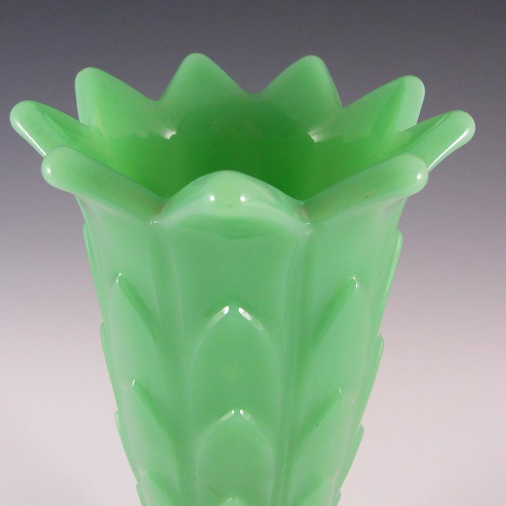 (image for) Art Deco 1930's Jade Green Pressed Glass Vase - Click Image to Close