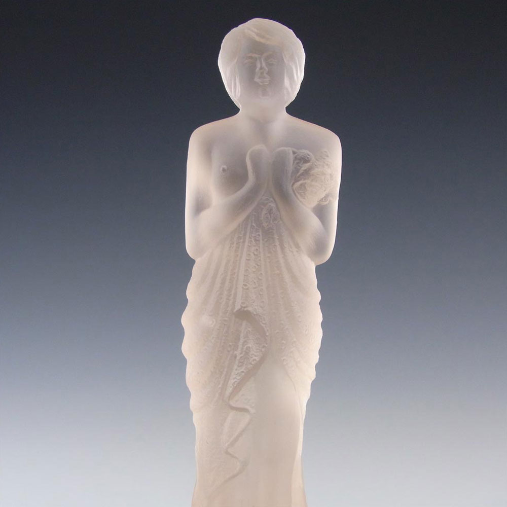 Sowerby Art Deco Frosted Pink Glass Nude Lady Figurine - Click Image to Close