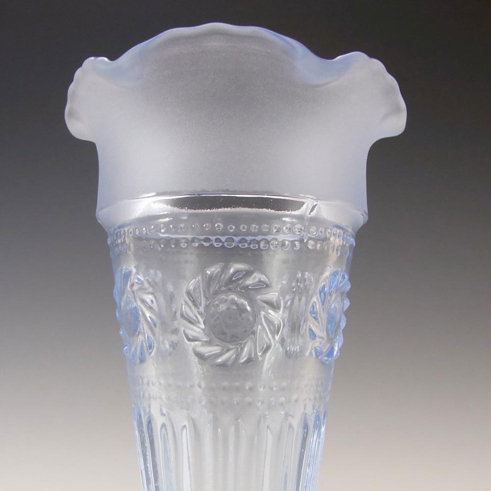 Bagley #3187 Art Deco 6" Vintage Blue Glass 'Katherine' Vase - Click Image to Close