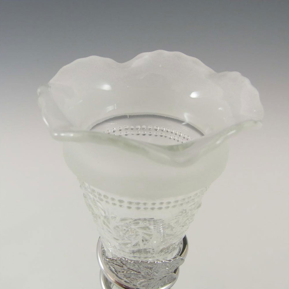 (image for) Bagley #3187 Art Deco 5.75" Clear Glass & Metal 'Katherine' Vase - Click Image to Close