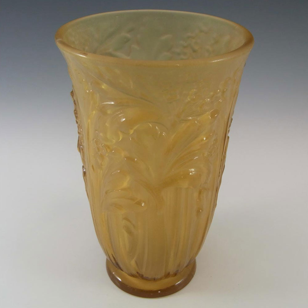 Jobling #11800 1930's Amber Art Deco Glass Celery Vase - Click Image to Close