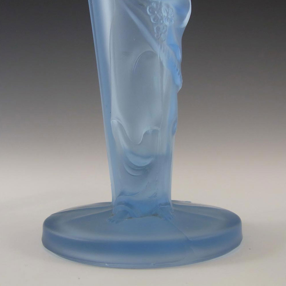 Art Deco 1930's Blue Frosted Glass Oriental Lady Vase - Click Image to Close