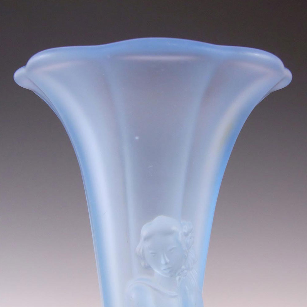 (image for) Art Deco 1930's Blue Frosted Glass Oriental Lady Vase - Click Image to Close