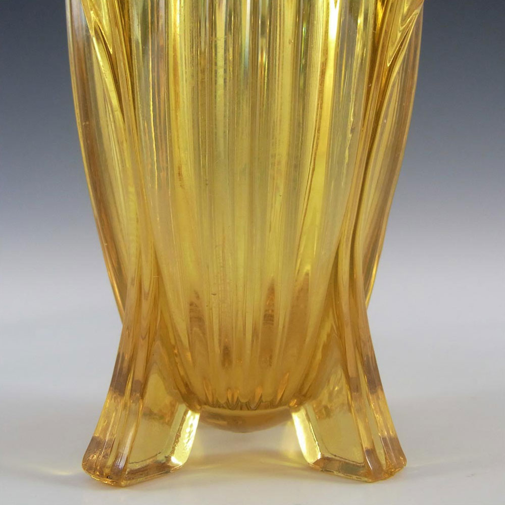(image for) Bagley #3057 Art Deco 5.75" Vintage Amber Glass 'Bedford' Vase - Click Image to Close