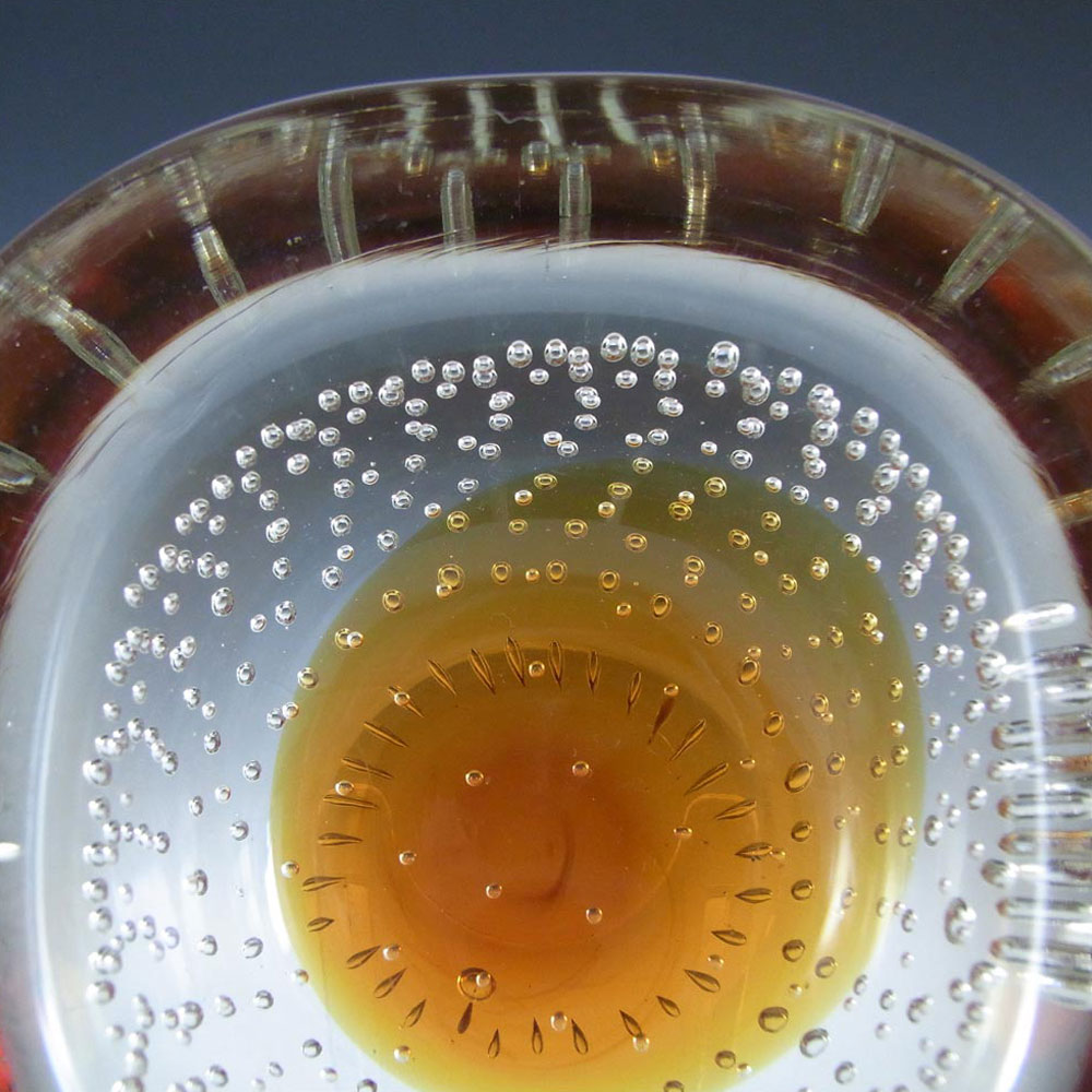 (image for) Galliano Ferro Murano Amber & Clear Glass Bullicante Bowl - Click Image to Close