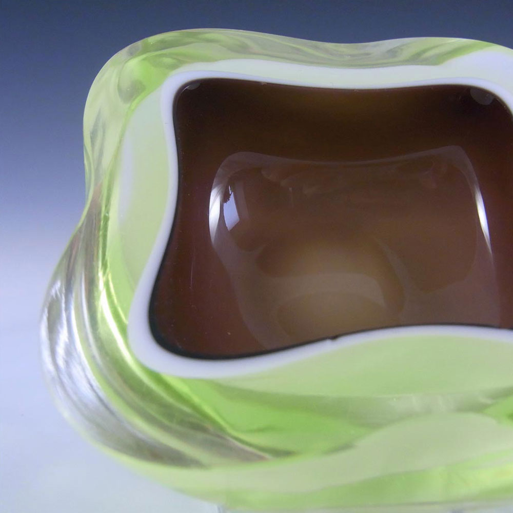(image for) Murano Geode Red & Uranium Sommerso Glass Square Bowl - Click Image to Close