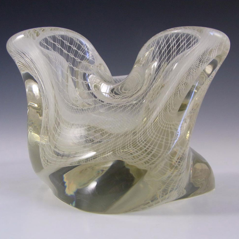 (image for) Harrachov Czech White Lattice Glass 'Harrtil' Bowl - Click Image to Close