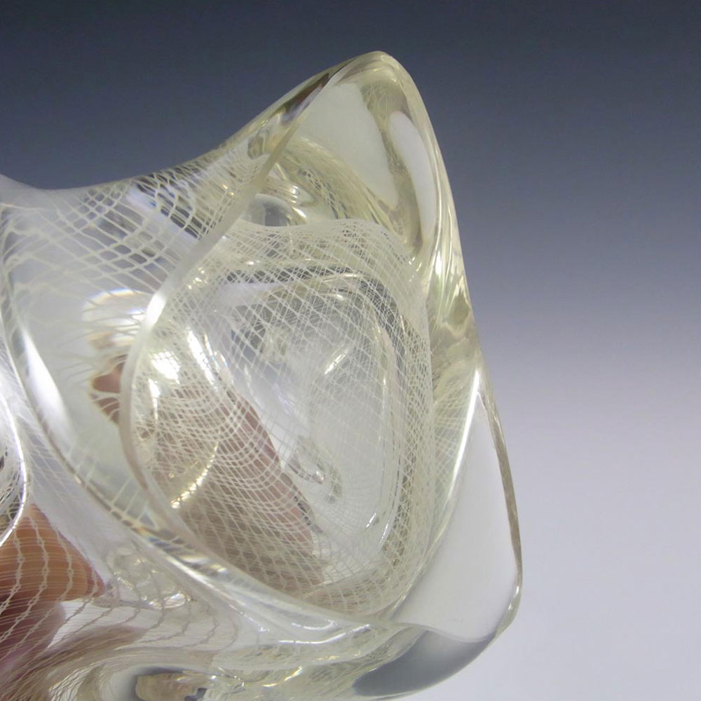 Harrachov Czech White Lattice Glass 'Harrtil' Bowl - Click Image to Close