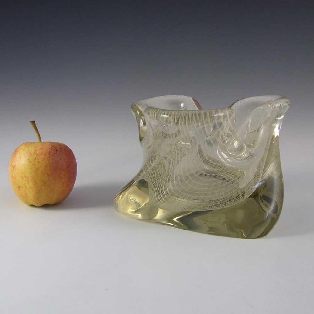 (image for) Harrachov Czech White Lattice Glass 'Harrtil' Bowl - Click Image to Close