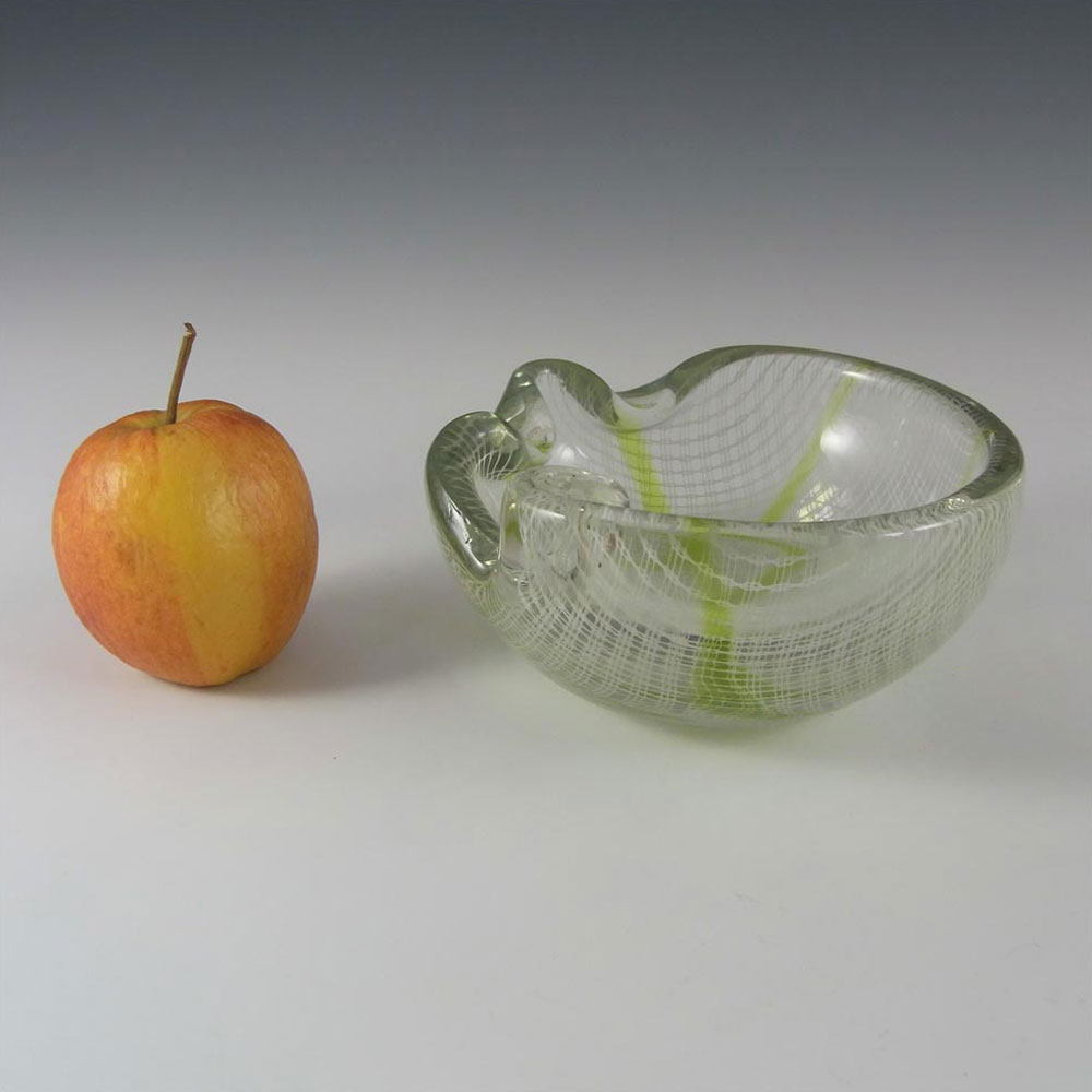 (image for) Harrachov Czech Green + White Lattice Glass 'Harrtil' Bowl - Click Image to Close