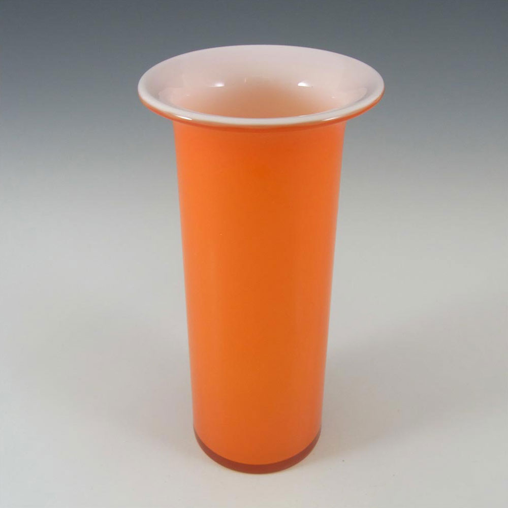 Holmegaard 'Rainbow' Orange Cased Glass 6.5" Vase by Michael Bang - Click Image to Close