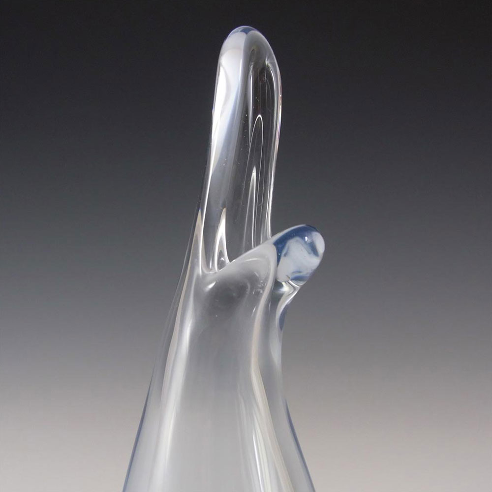 Holmegaard #15272 Per Lutken Blue Glass 'Duckling' 6.5" Vase - Signed - Click Image to Close