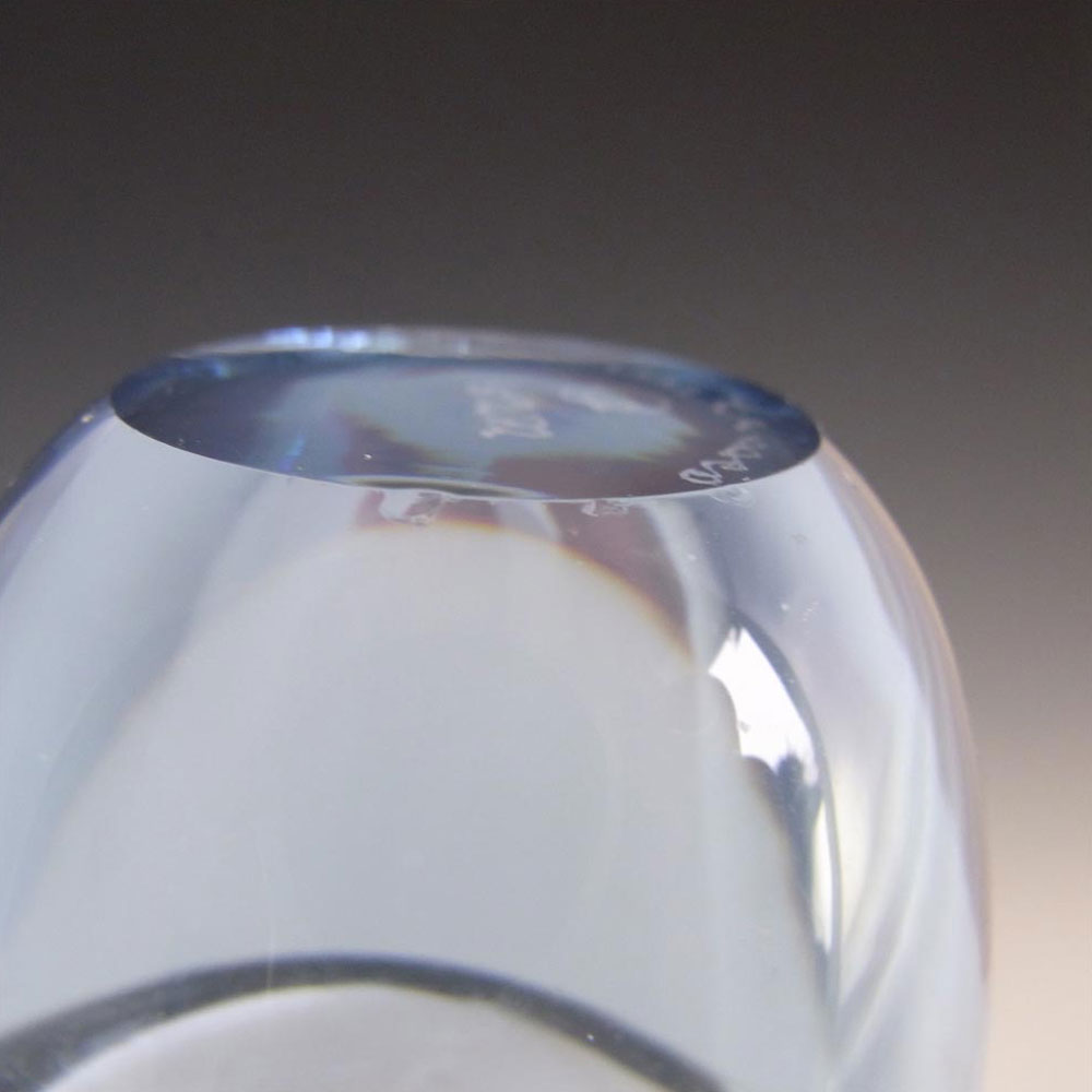 (image for) Holmegaard #15272 Per Lutken Blue Glass 'Duckling' 6.5" Vase - Signed - Click Image to Close