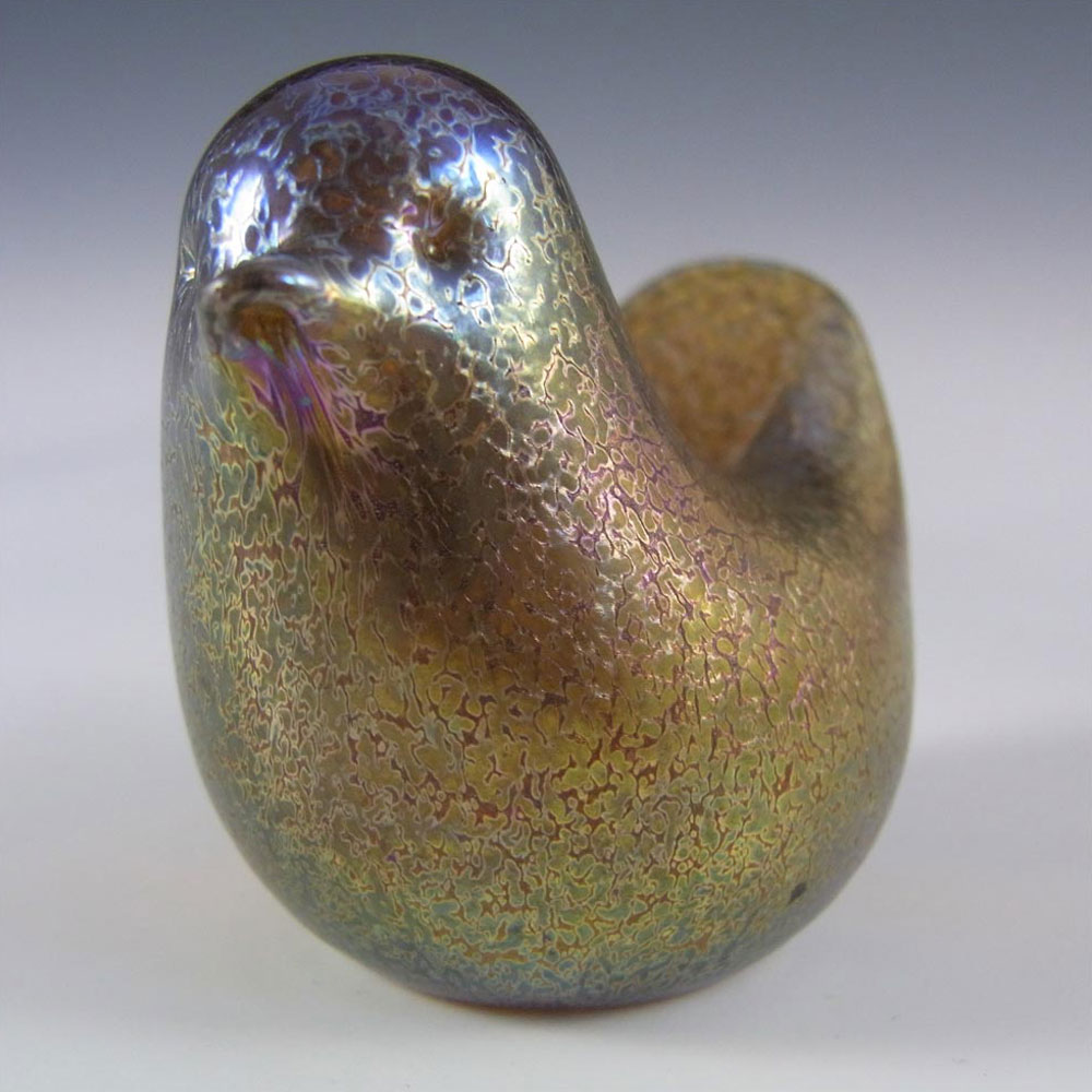 Isle of Wight Studio Gold Iridescent Glass Bird - Labelled - Click Image to Close
