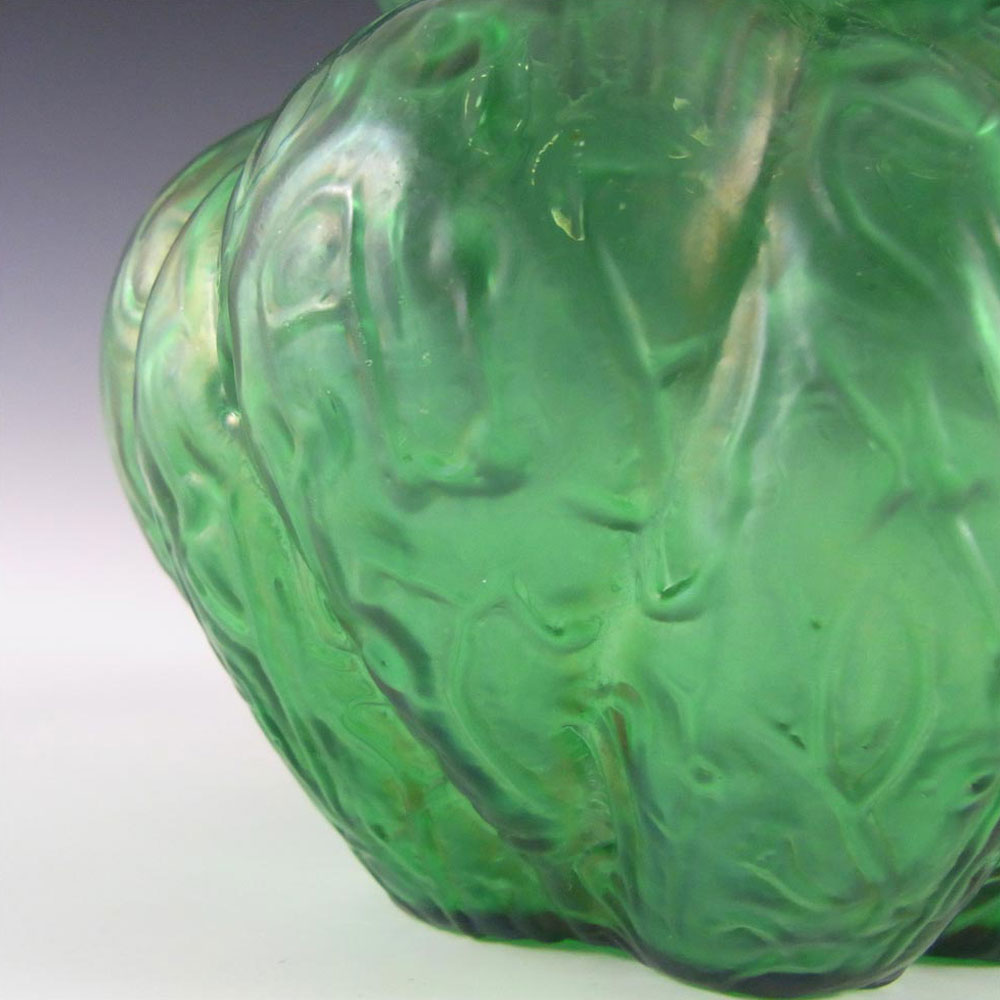 (image for) Art Nouveau 1900's Iridescent Green Glass Antique Vase - Click Image to Close