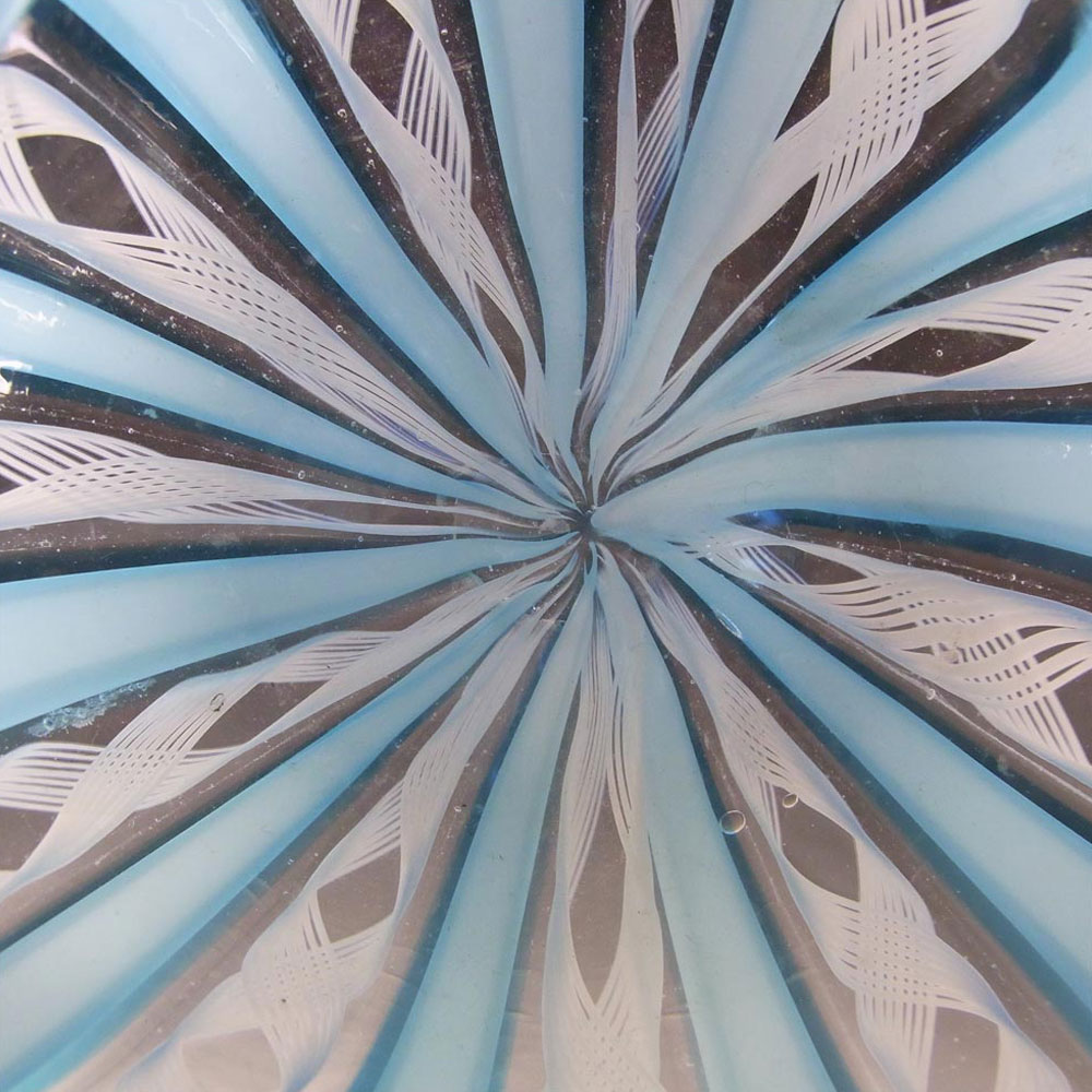 Murano Blue & White Glass Zanfirico Filigree Bowl - Click Image to Close
