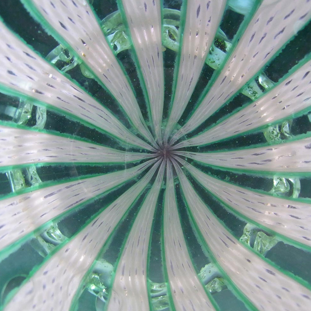 (image for) Murano Green & White Glass Zanfirico Filigree Bowl - Click Image to Close