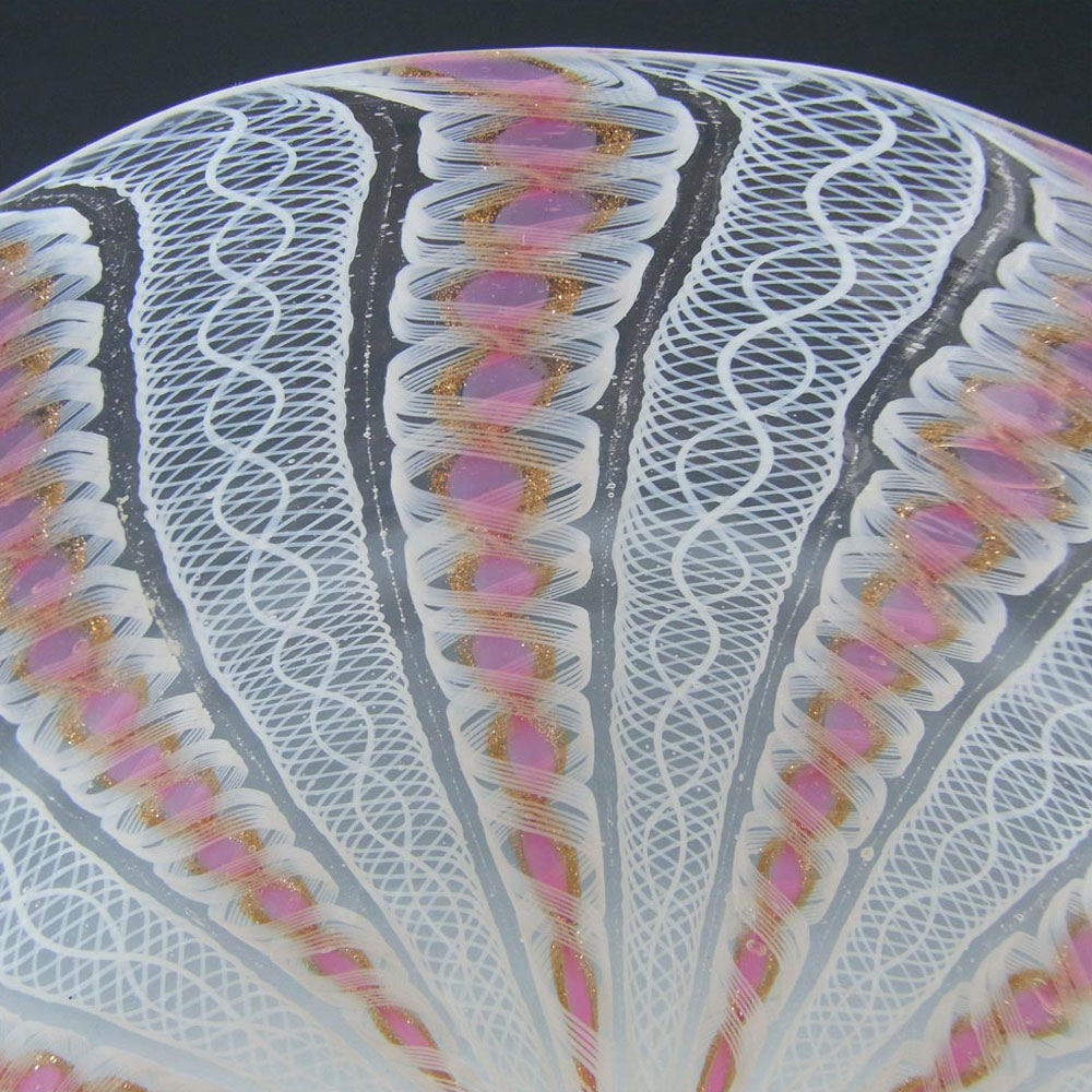 (image for) Salviati Murano Zanfirico & Aventurine Pink Glass Plate - Click Image to Close