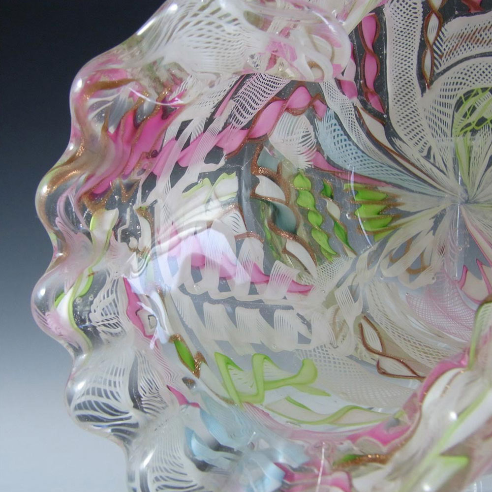 Fratelli Toso Murano Zanfirico Bizantino Style Clear Glass Bowl - Click Image to Close