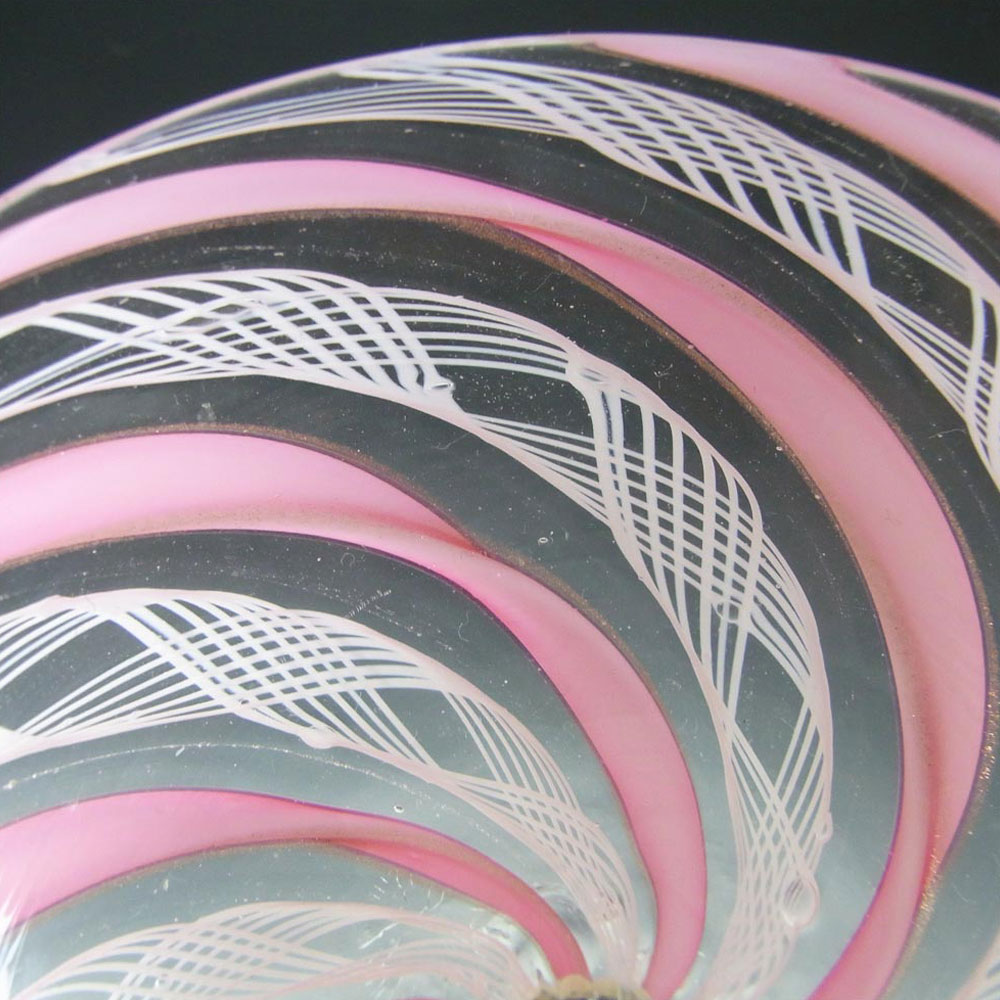 (image for) Murano Pink & White Glass Zanfirico Filigree Bowl - Click Image to Close
