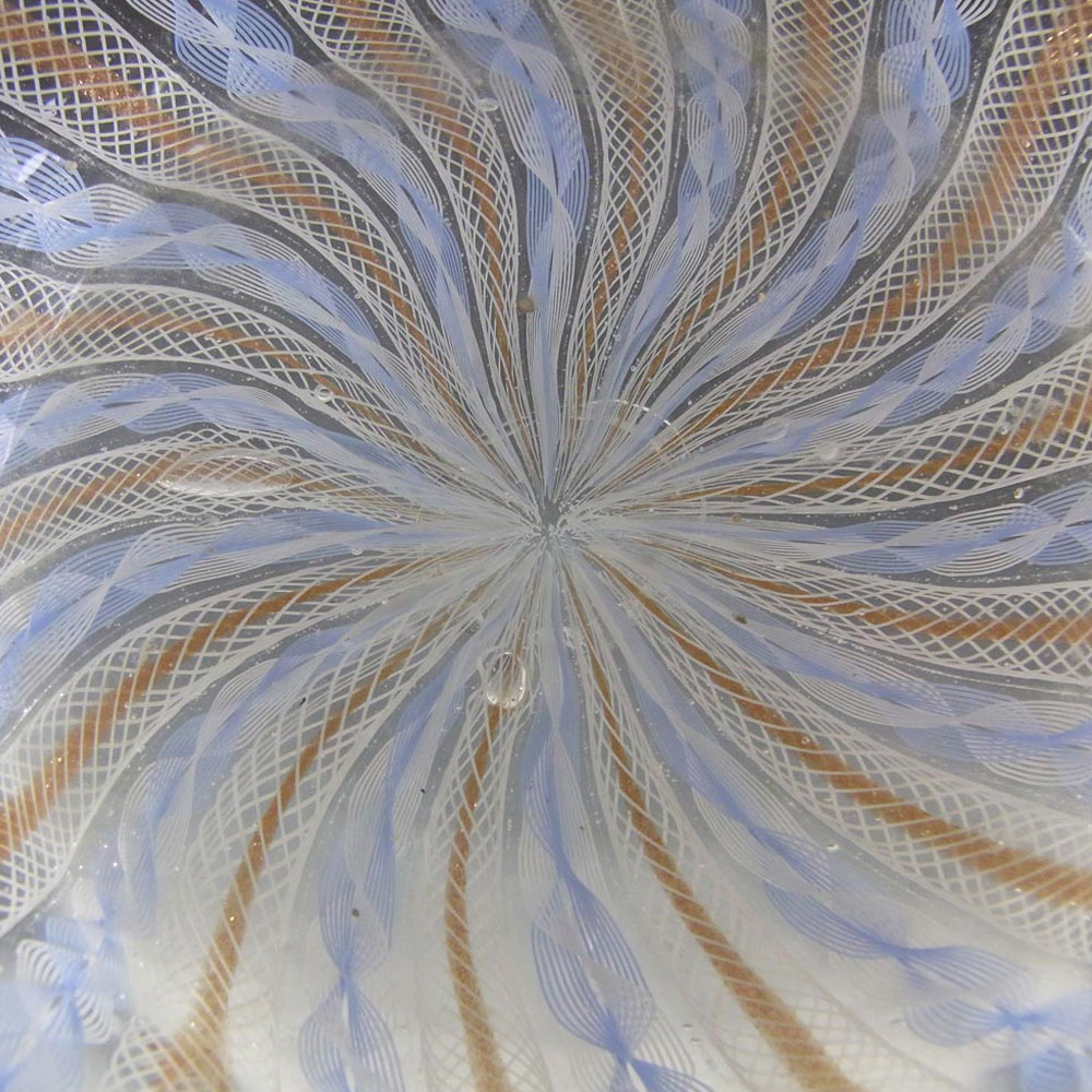 (image for) Salviati Murano Zanfirico & Aventurine Blue Glass Plate - Click Image to Close