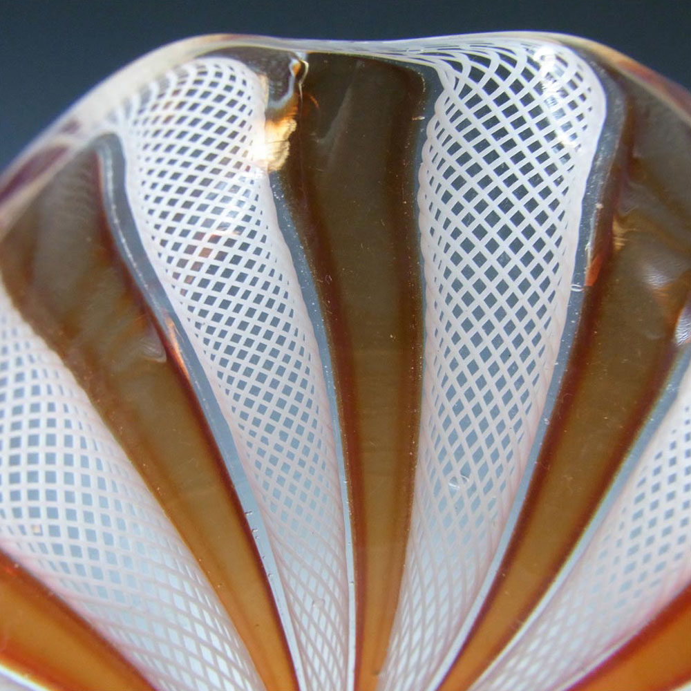 (image for) Murano 1950's Zanfirico Lattice Filigree Red Glass Bowl - Click Image to Close