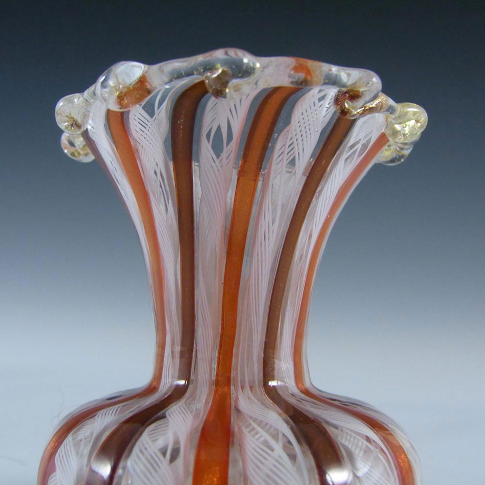 (image for) Murano 1950's Zanfirico Lattice Filigree Glass Vase - Click Image to Close