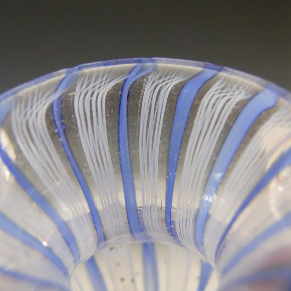 (image for) Murano Blue & White Glass Zanfirico Filigree Vase - Click Image to Close