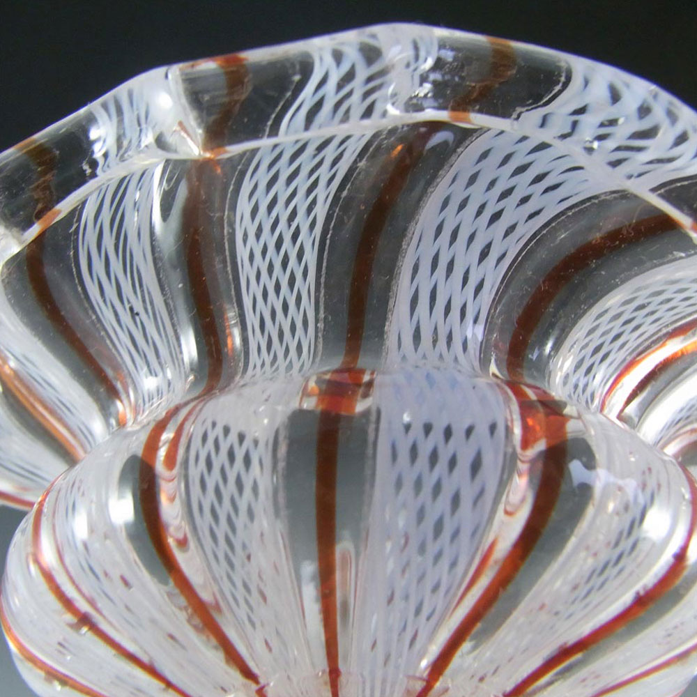 Murano 1950's Zanfirico Lattice Filigree Glass Bowl - Click Image to Close