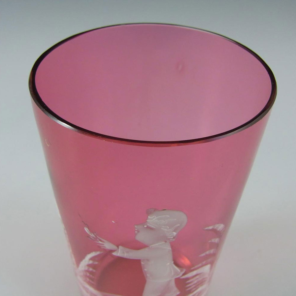 (image for) Mary Gregory Bohemian Hand Enamelled Pink Glass Tumbler - Click Image to Close